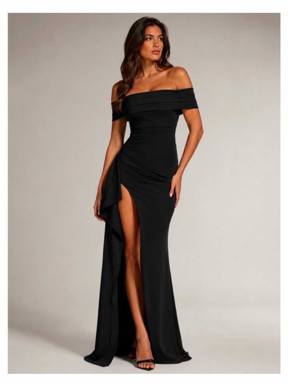 BABYBOO “Joyce” Off Shoulder Maxi Dress – Black – Size Large